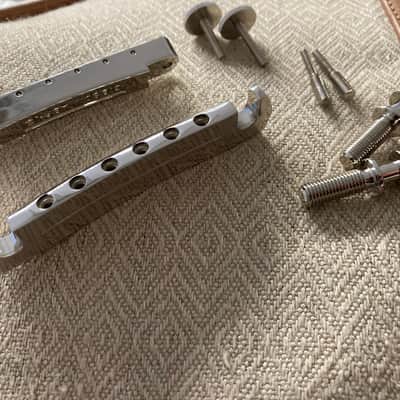 Gibson Historic Non-Wire ABR-1 Tune-O-Matic Bridge with Lightweight Aluminum Stop Bar Tailpiece- Nickel- COMBO image 8
