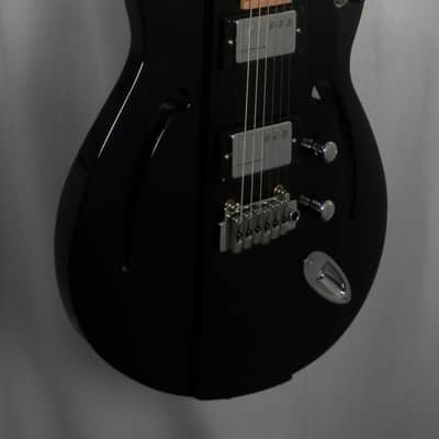 Reverend AirSoinc W Midnight Black Semi Hollow Thru-Body F Holes w/ WIlkinson Trem image 4
