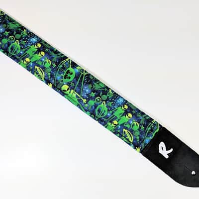 UFO Alien Guitar Strap - Green Alien Guitar Straps - Flying Saucer Strap - Area 51 Guitar Strap image 1