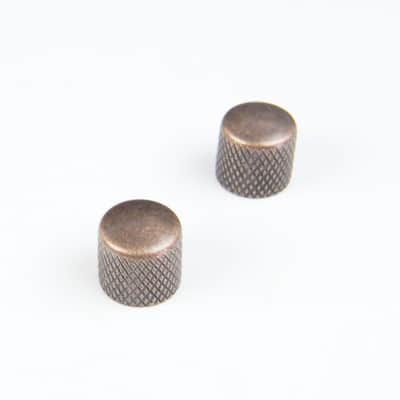 2x Dome Knobs JB Tele Style, for 6mm Shaft, Push-on, Antique-Copper