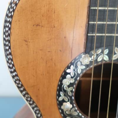 Antique 1890s Unknown Classical Baroque Parlor Guitar Exquisite Inlays Wood Rosewood Mahogany Martin Regal Washburn Possibly Made By Aubry-Maire or Jérôme Thibouville-Lamy (J.T.L.) Mirecourt, France image 5