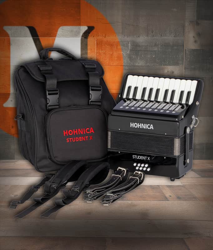 Hohnica 8 Bass Student X Piano Accordion - Black (STUX) image 1