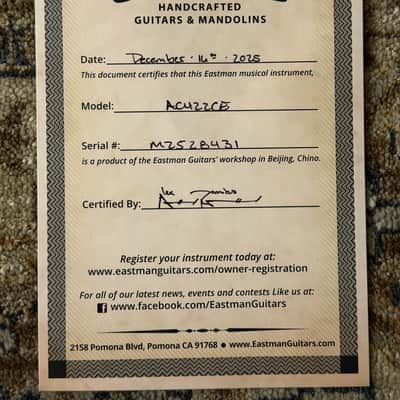 Eastman AC422CE Grand Auditorium Acoustic-Electric w/ Hard Case & Free Pro Setup image 17