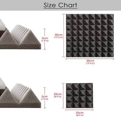 Arrowzoom 8 pcs 9.8 x 9.8 x 1.9 inches Black & Blue Pyramid Acoustic Studio Foam Tile Panel KK1034 image 2