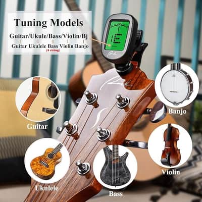 Guitar Tuner Clip On for Acoustic/Electric Guitar, Ukulele, Violin, Bass, Banjo and Chromatic Tuning Modes - Classical Black image 4