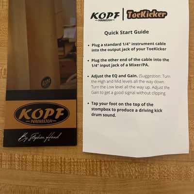 Kopf Percussion ToeKicker Oak Acoustic Stompbox — Unused, w/ Original Paperwork image 2