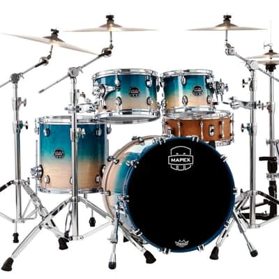 Mapex Saturn Fusion 4-Piece Shell Pack (No Snare) - Aqua Fade (SR504XUQ) image 3