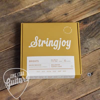 Stringjoy SJ-BB1152 Brights 80/20 Brass Acoustic Guitar Strings Super Light Gauge 11-52 image 2