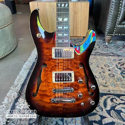 2006 Schecter Diamond Series C-1 E/A Semi-Hollow Hybrid Guitar – Dark Vintage Sunburst image 1