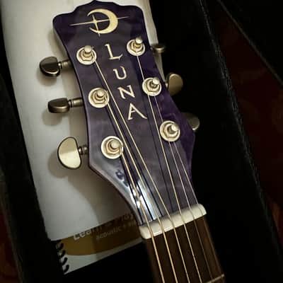 Luna Flora Passionflower Quilt Maple Acoustic-Electric Guitar 2010s - Trans Purple image 12