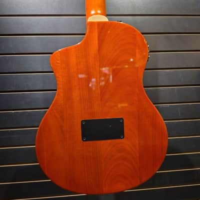 Used Ortega RTPDLX Nylon String Thinline Acoustic Guitar - Flamed Maple Blue image 3