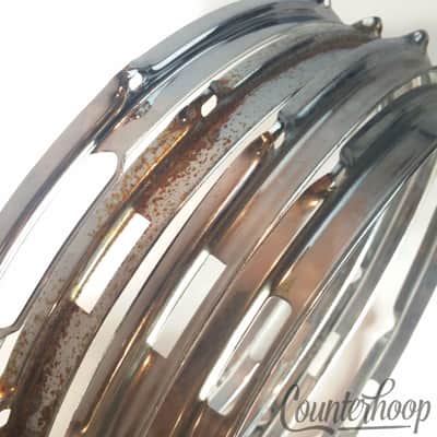 *Pearl 4x 14" Snare Drum Resonant Rims/Hoops Triple Flange 8Lug-Hole Vintage Lot image 3