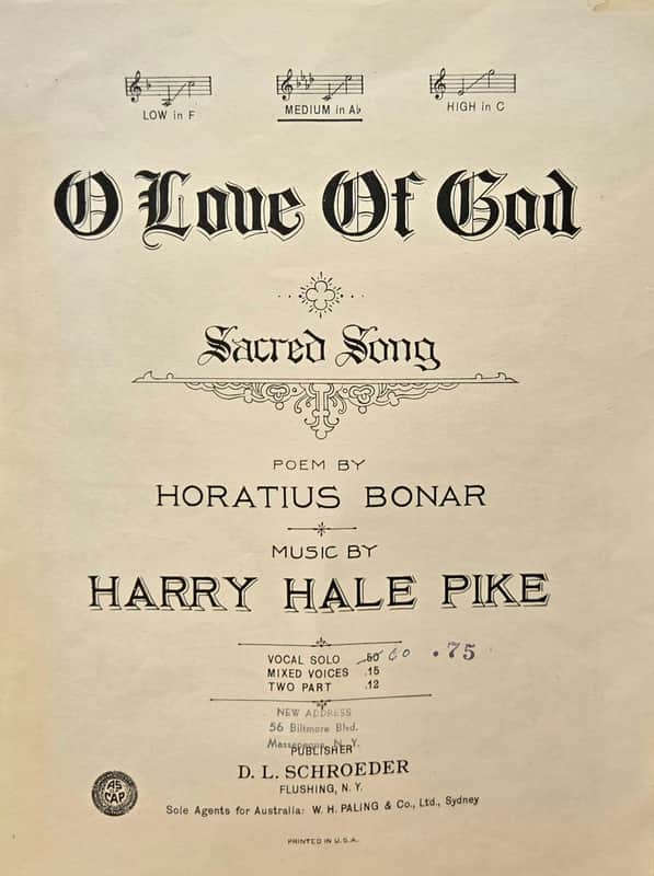 (VINTAGE SHEET MUSIC) O Love of God - Piano/Vocal image 1
