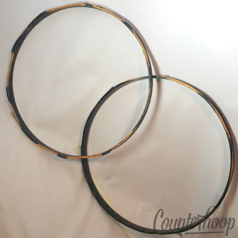 *Premier 26"2x Bass Drum Hoops/Rims Birch Black Paint White Inlay Vintage 70s UK image 1