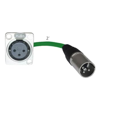 2Ft Pigtail: Xlr Female Panel Mount To Xlr Male Plug (Green) image 2