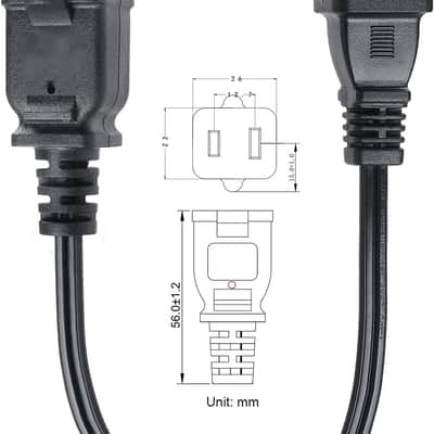 5Core Power Cord Cable 2-Prong Male-Female Extension AC 2-Prong Male-Female Power Cable 12 Foot EXC BLK 12FT 6PCS image 7