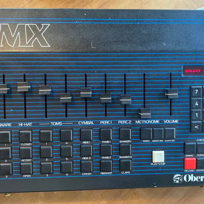 Oberheim DMX 8-Voice Drum Machine 1981 - Blue with Wood Sides image 1