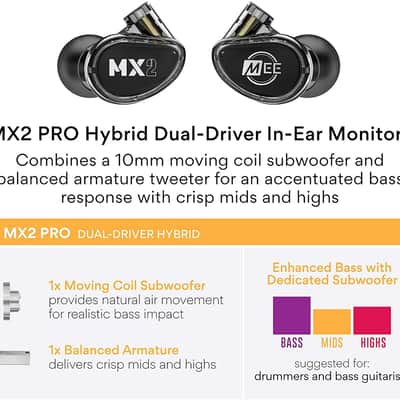 MEE MX2 PRO Noise-Isolating Modular Musician’s in-Ear Monitors - EP-MX2PRO-BK image 4