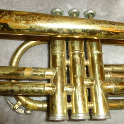 Vintage Silvertone Cornet 1968 - 1969 made in Elkhart Indiana Vincent Bach Corp 7-c Mouthpiece FOR PARTS OR REPAIR image 4