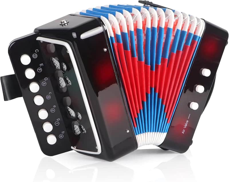 7 Key Kids Accordion, 3 Bass Mini Accordion Instrument, Lightweight and Durable Portable Design for Students, Children, Beginners to Practice (Black) image 1