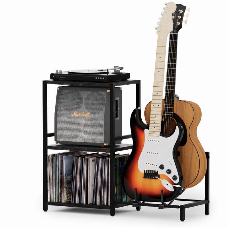 3-Tier Guitar Stand for Acoustic, Electric Guitar, Bass, Ukulele Cabinet image 1