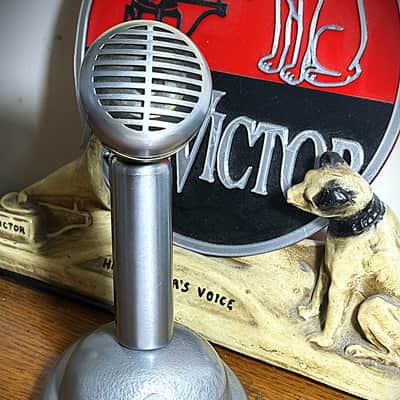 Vintage 1950's Shure CR20SLJ Microphone w/PTT grip & EV S36 stand, works strong image 2