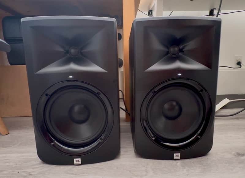 JBL LSR308 8" Powered Studio Monitors (Pair) - Very Good with Power Cables image 1