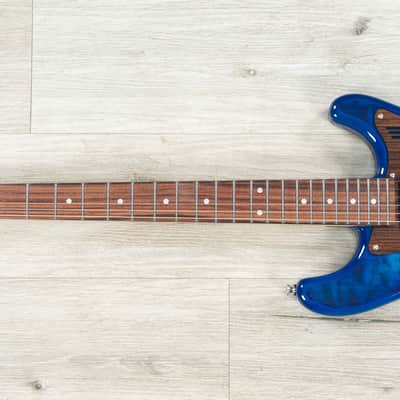 Magneto U-ONE Sonnet Modern US-2300 HSS Guitar, Rosewood Fretboard, See Thru Blue Quilt image 6