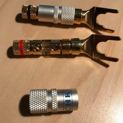 CHK Angled Speaker Spade Connectors - Gold Plated - Pair (LS5001R&B) image 2