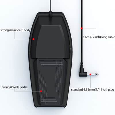 Keyboard Piano Pedal with Polarity Switch for Electronic Keyboards,Digital Pianos, MIDI Keyboards image 3