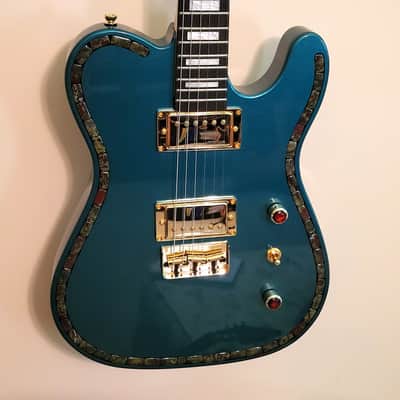 CUSTOM DESIGNED & CRAFTED TELE STYLE IN GREEN METALLIC FINISH WITH STONES -SERIAL #074 -2025 image 2
