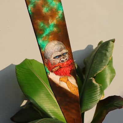 burnyblack wide guitar strap leather - Vincent gorilla brown/green image 9