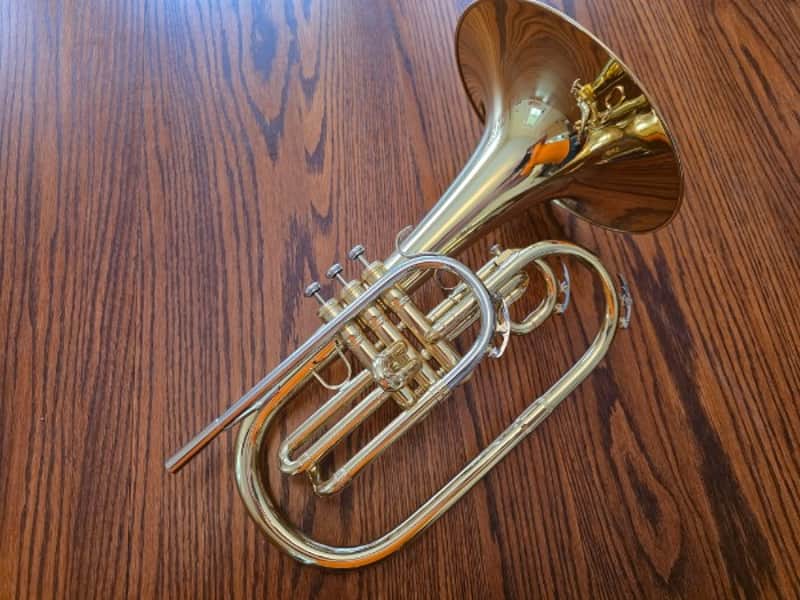 King 1121 Ultimate Professional Model Marching F Mellophone - Clear-Lacquered Brass image 1
