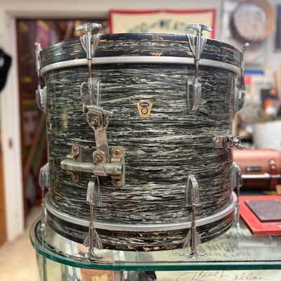 1959/60 Ludwig 14x20 Transition Badge Bass Drum in Black Oyster Pearl image 1