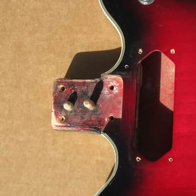 Vintage 1960s Univox Red Sunburst Semi Hollow 335 Guitar Body Japan Teisco Nice image 7