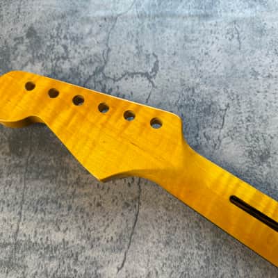BMC Guitar Neck Strat® Stratocaster® 21 Fret Amber Flame Maple With Rosewood Fingerboard Rounded Fret Ends 9.5 Radius  SFMRA21 #3 image 7