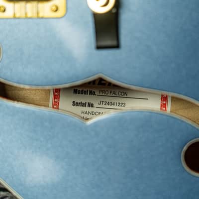 Gretsch Pro Falcon Hollow Body with String-Thru Bigsby and Gold Hardware - Ebony Fingerboard, Cerulean Smoke image 8