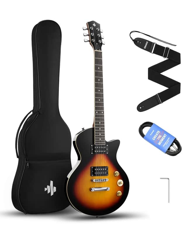 Donner Les paul style guitar 2026 - with gig bag sunburst image 1