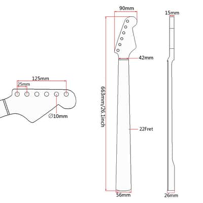 22 frets rosewood fretboard guitar neck for Strat image 6
