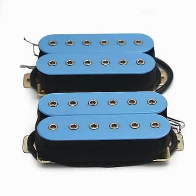 Blue Hex Pole Guitar Neck and Bridge Humbucker Pickups, Ceramic Magnets image 1