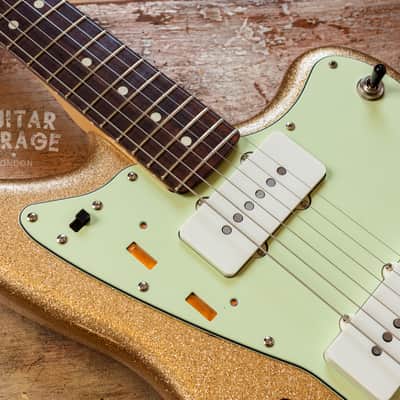 Fender USA Strat neck on a Custom Jazzmaster Thinline offset body Champagne Sparkle Fender USA pickups 4-way wiring Gotoh bridge - unique! image 24