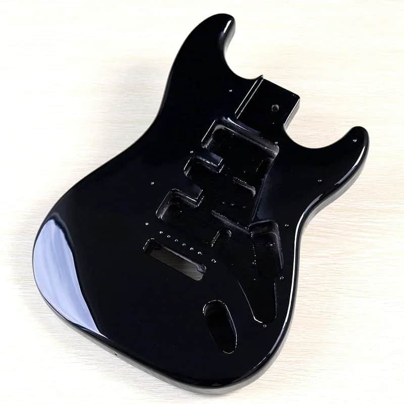 Glossy Black Guitar Poplar Wood Strat Style Body image 1