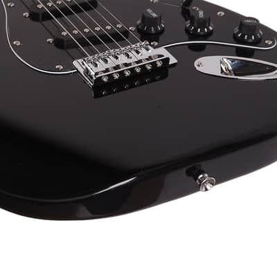 Ukscs ST Stylish Electric Guitar with Black Pickguard Black image 19