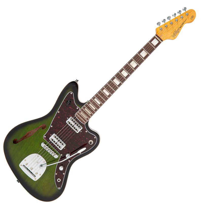 Vintage REVO Series 'Surfmaster Thinline' Twin Electric Guitar ~ Greenburst image 1