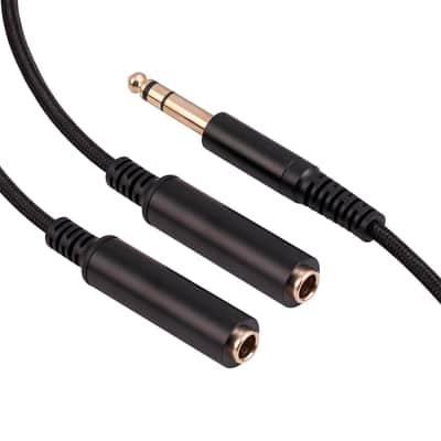 1/4 TRS Stereo Audio Cable for Guitar or Mixer with Jack Output, 1 FT, 1 Pack, Black, Splitter Y Adapter, 6.35mm Male to Dual 6.35mm Female Jack Cable image 3