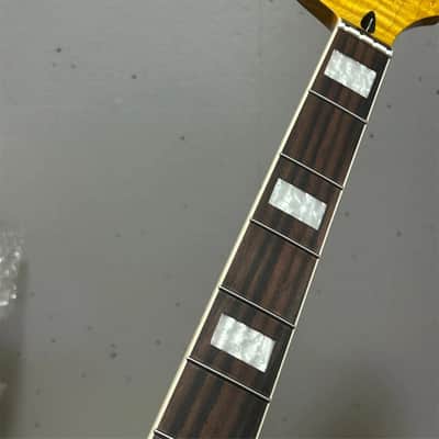 AAA 4 string Yellow Gloss Flame Maple Electric Bass neck 20 Fret Rosewood Inlay image 6