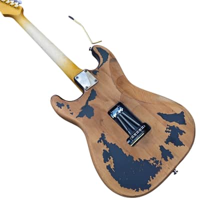 Relic Black ST Electric Guitar Gold Hardware – Vintage Style Strat 6 String image 6