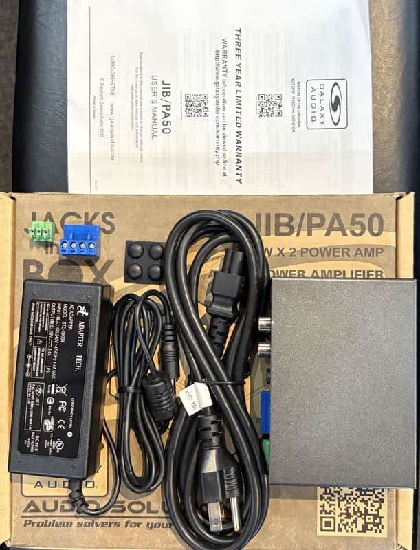 New Old Stock Galaxy Audio JIB PA50 Jacks in the Box Compact Stereo 25W RMS Power Amplifier image 1