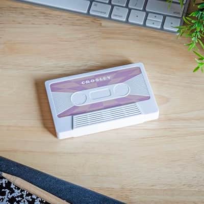 Crosley CR3045WH-CH Cassette Tape Wireless Bluetooth Speaker, Pink Checkered image 3