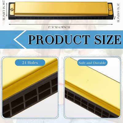10 Pcs Harmonica Set Titanium Color Harmonica with Case Cleaning Cloth Diatonic Chromatic Musical Mouth Organ for Beginners(24 Hole 24 Tones) image 2